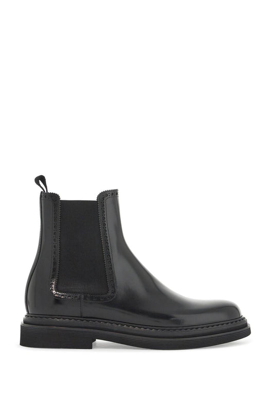 Brushed Leather Chelsea Ankle Boots  - Black