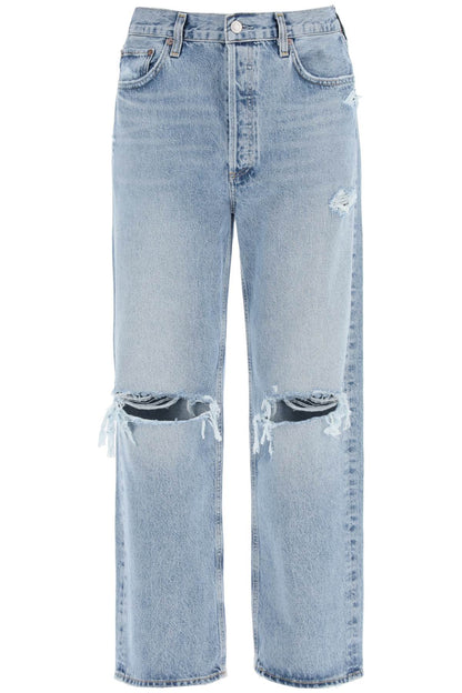 90's Destroyed Jeans With Distressed Details  - Blue