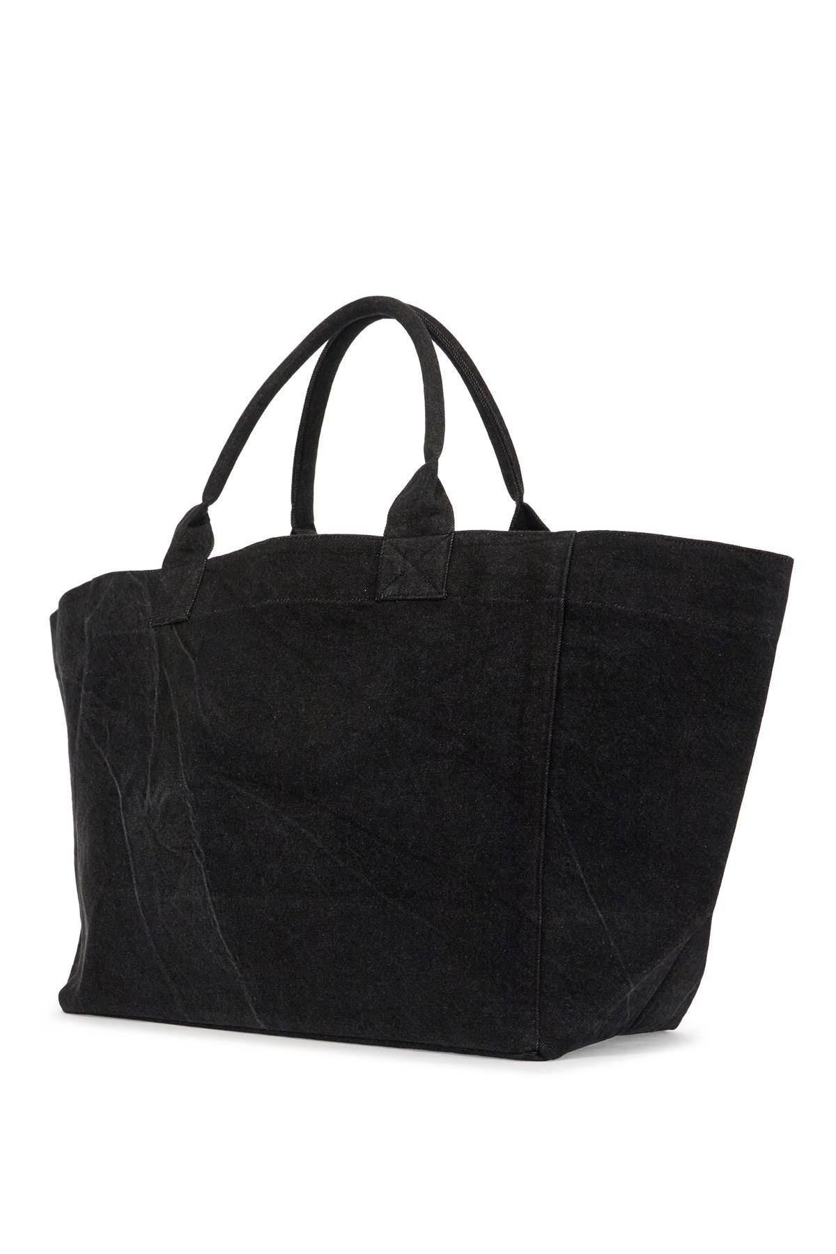 Denim Logo Tote Bag With 9  - Black