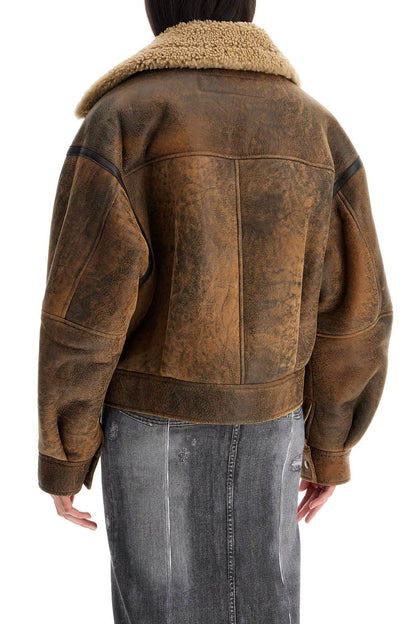 Oversized Shearling Jacket  - Brown