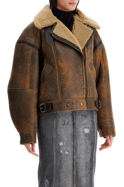 Oversized Shearling Jacket  - Brown