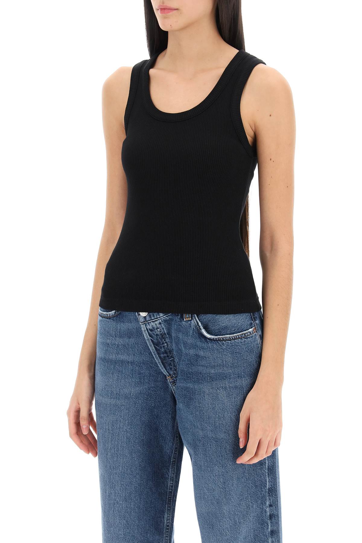 Poppy Ribbed Tank Top  - Black