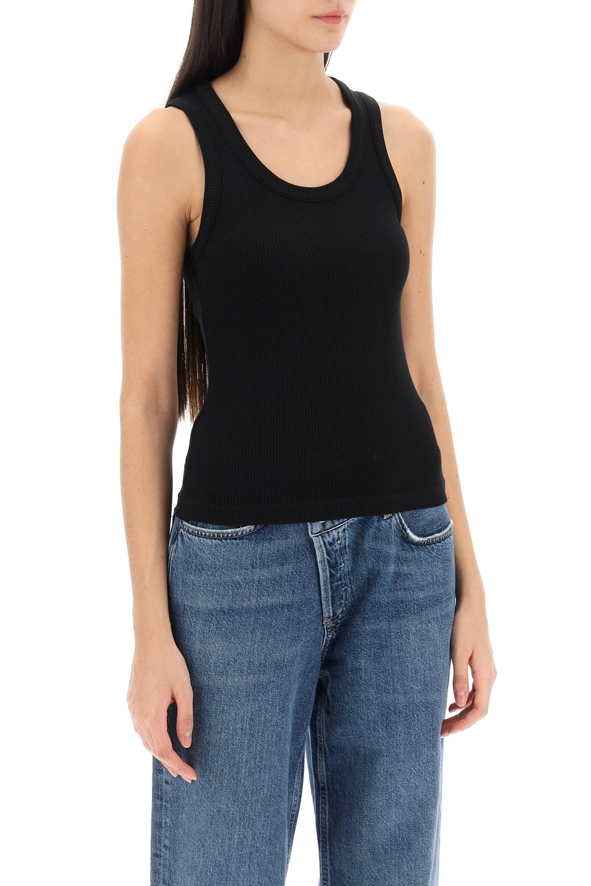 Poppy Ribbed Tank Top  - Black