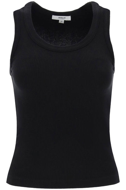 Poppy Ribbed Tank Top  - Black