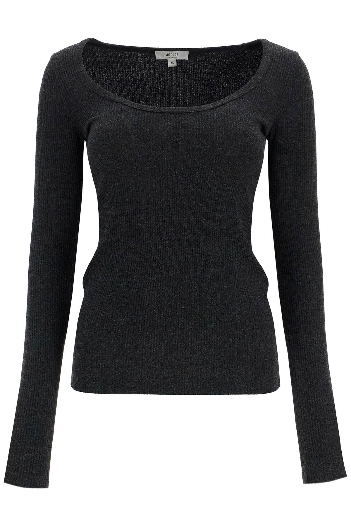 Fitted Top With Deep Neckline  - Black