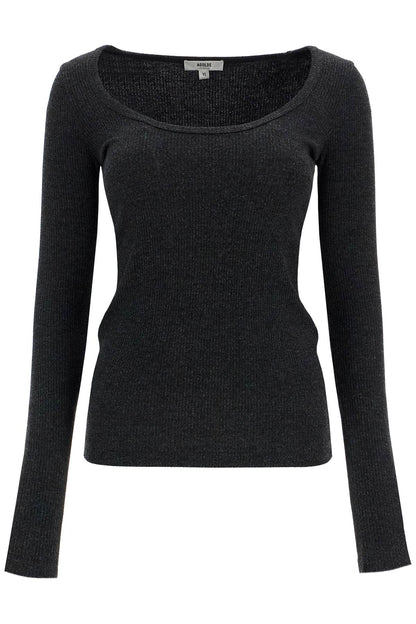 Fitted Top With Deep Neckline  - Black