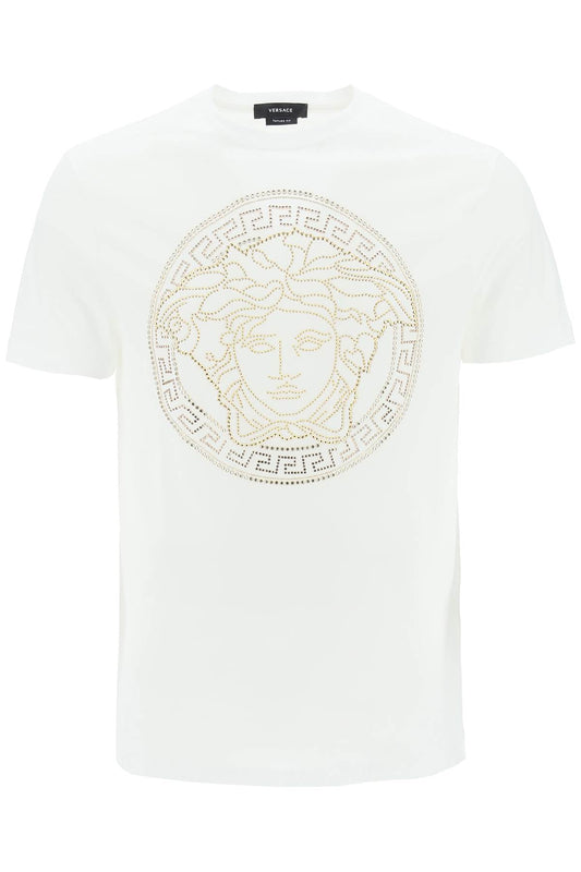 Medusa-studded Taylor Fit T-shirt  - Bianco