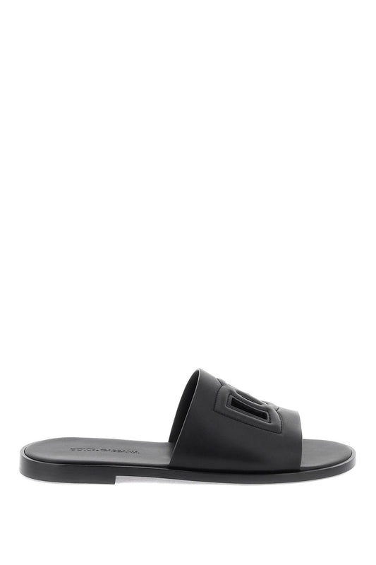 Leather Slides With Dg Cut-out  - Black