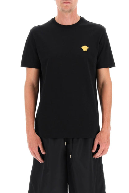 Medusa Embroidered T-shirt  - Black