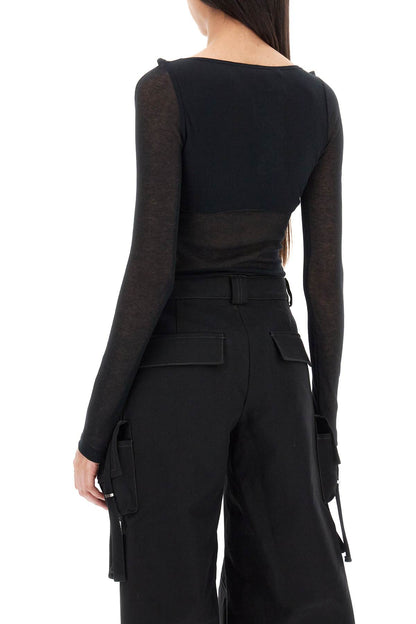 Long-sleeved Bodysuit With Cut-outs  - Nero