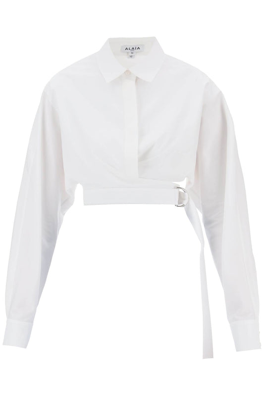 Crossover Shirt In Japanese Poplin  - Bianco