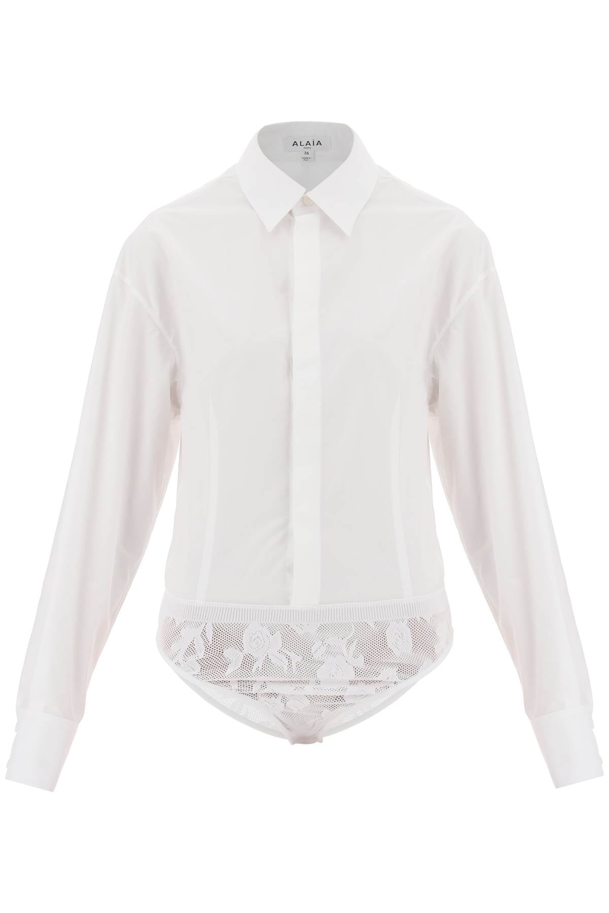 Shirt Bodysuit In Poplin  - White