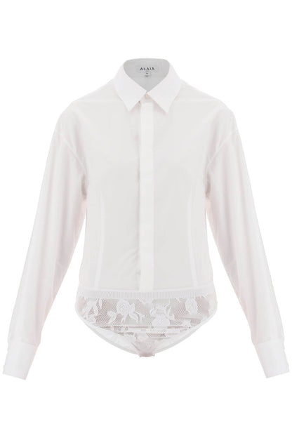 Shirt Bodysuit In Poplin  - White