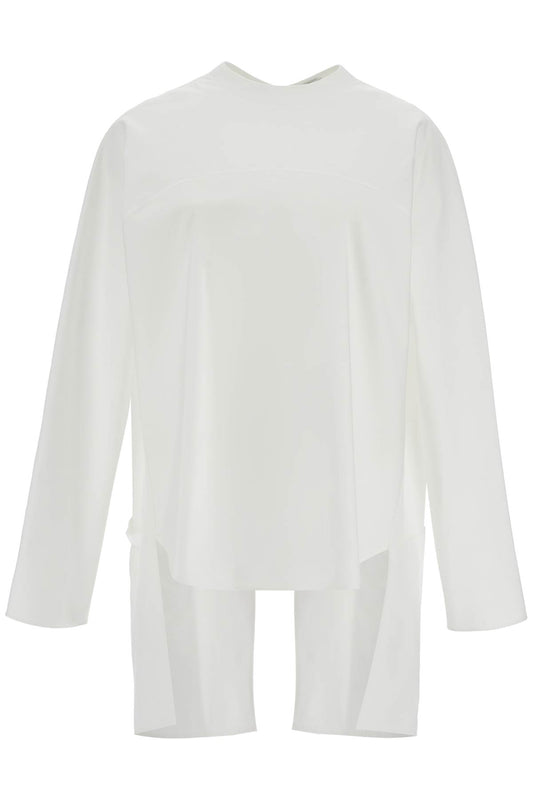 Asymmetric Poplin Top With  - White