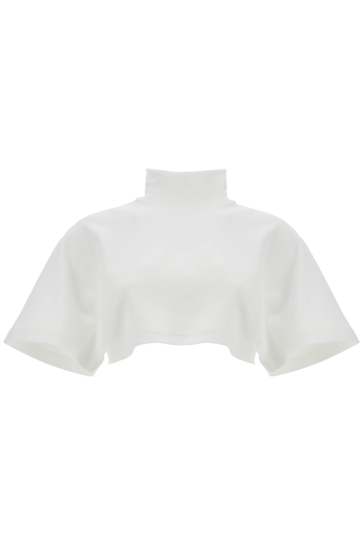 High-neck Jersey Crop Top  - White