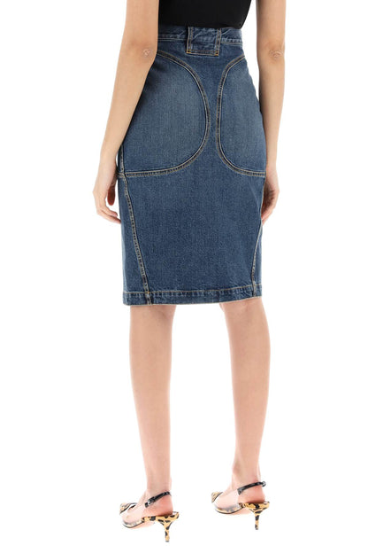 Denim Midi Skirt In Seven  - Blue