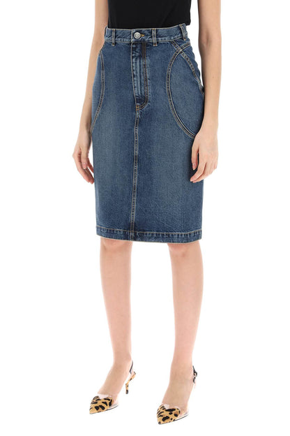 Denim Midi Skirt In Seven  - Blue