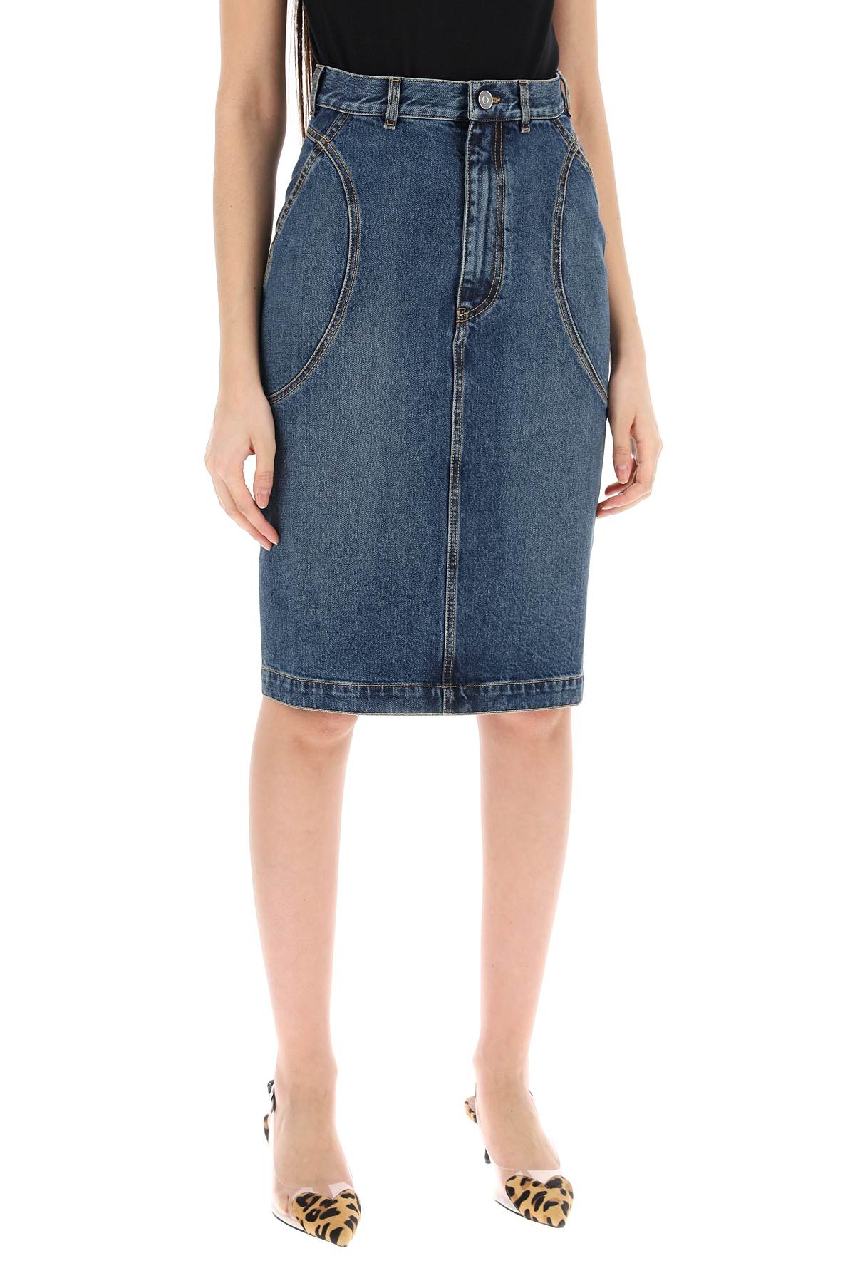 Denim Midi Skirt In Seven  - Blue