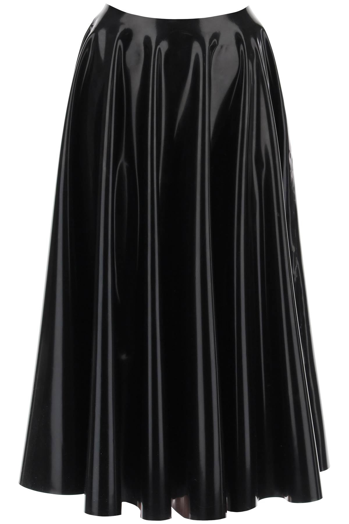 Circular Skirt In Latex  - Black