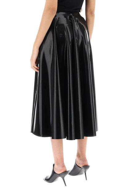 Circular Skirt In Latex  - Black