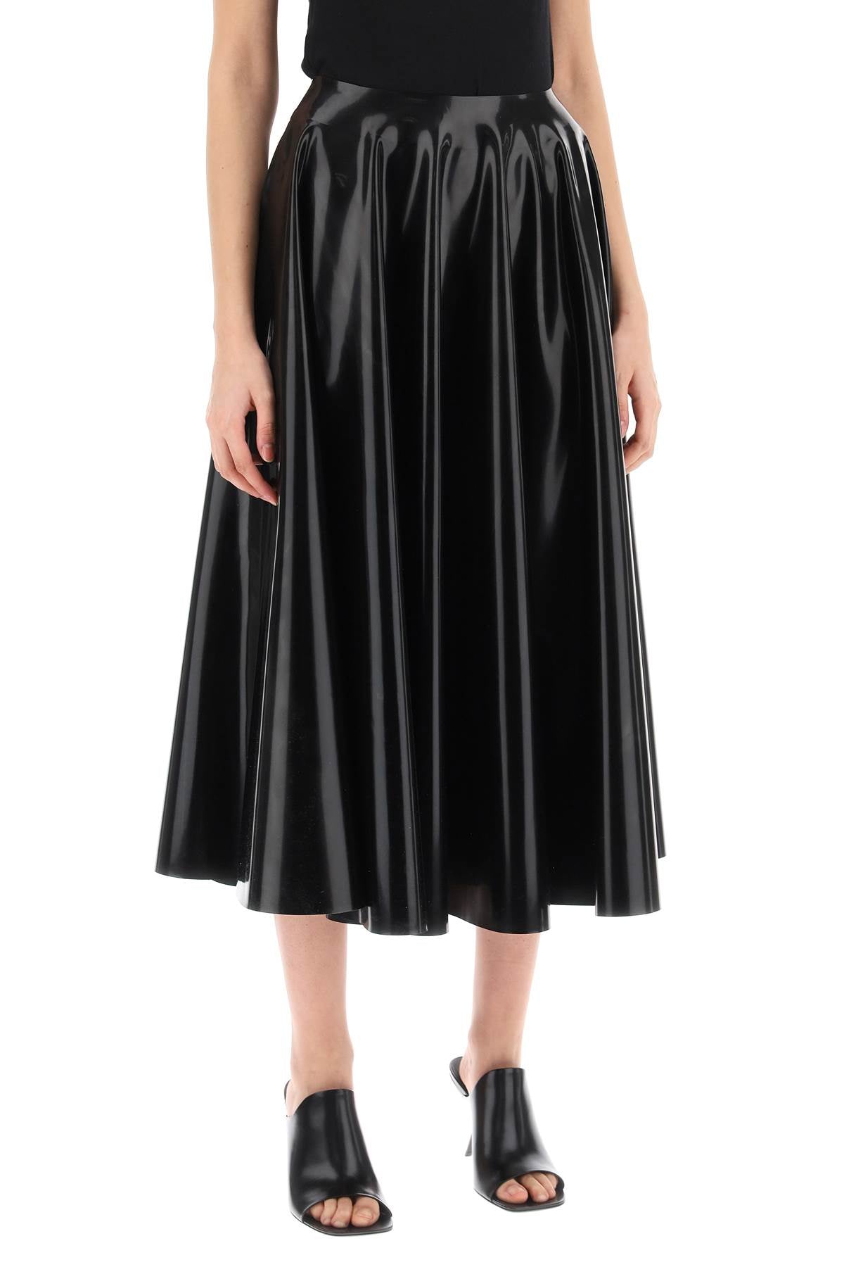 Circular Skirt In Latex  - Black