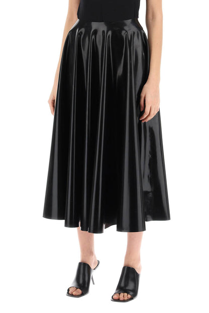 Circular Skirt In Latex  - Black