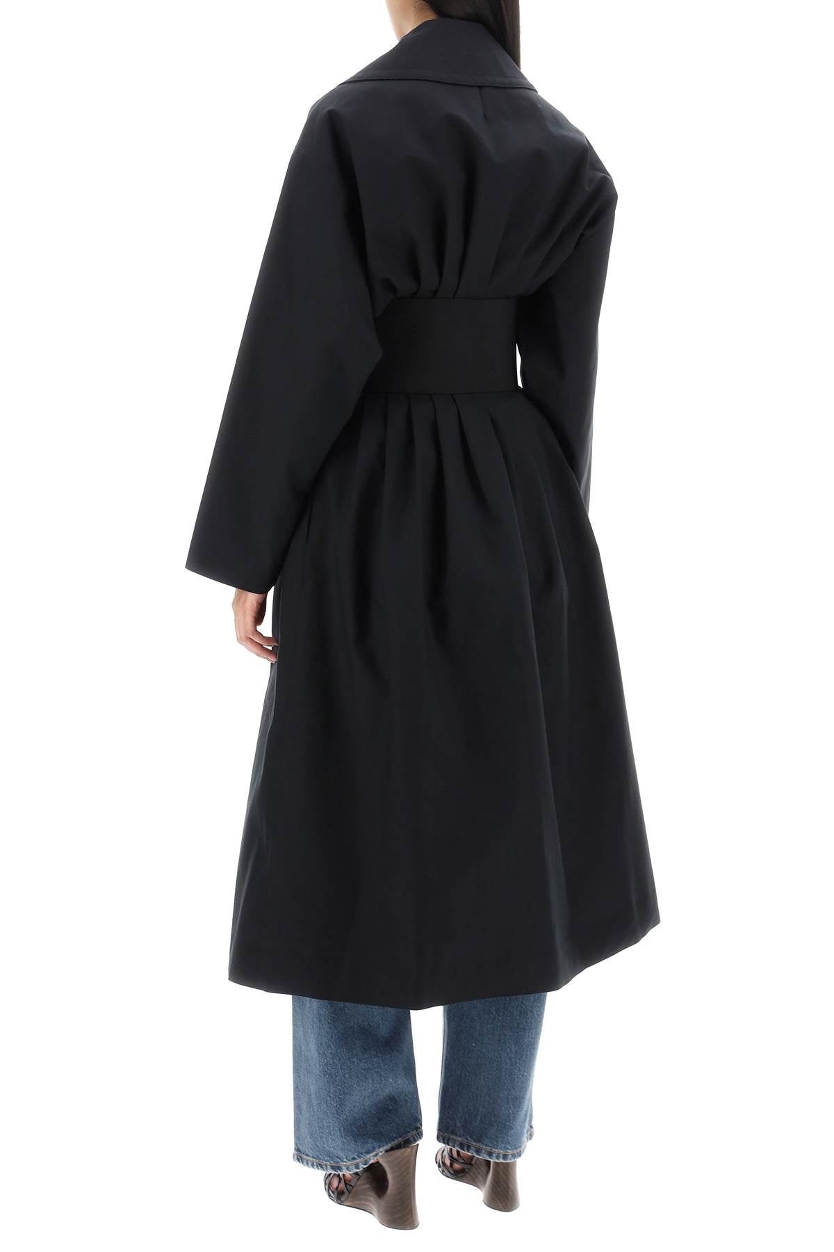 Belted Trench Coat In Technical Cotton  - Black