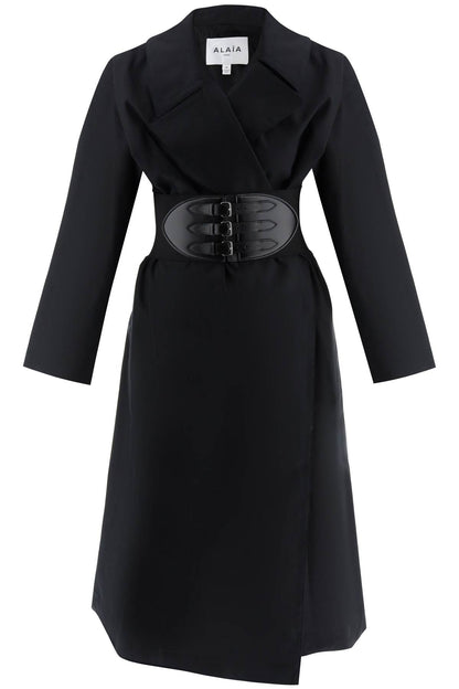 Belted Trench Coat In Technical Cotton  - Black