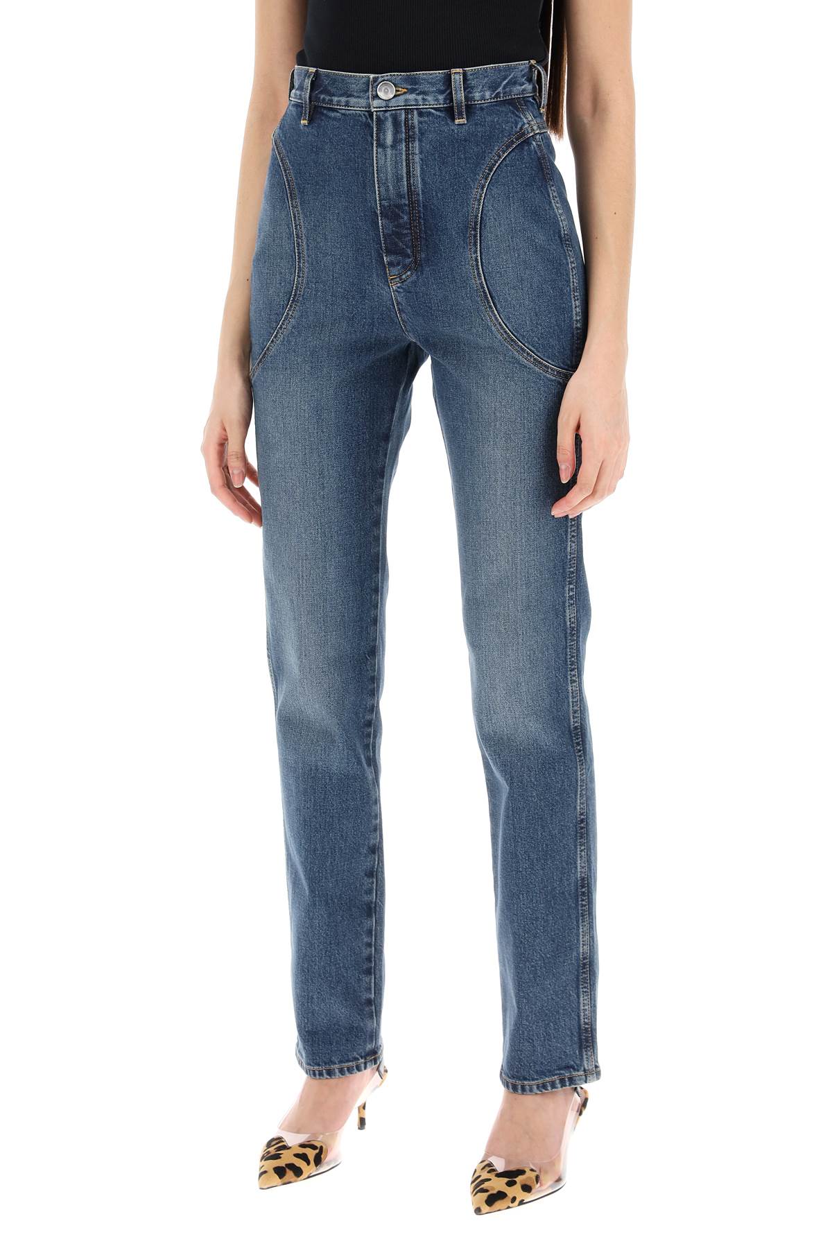 High-waisted Slim Fit Jeans  - Blue