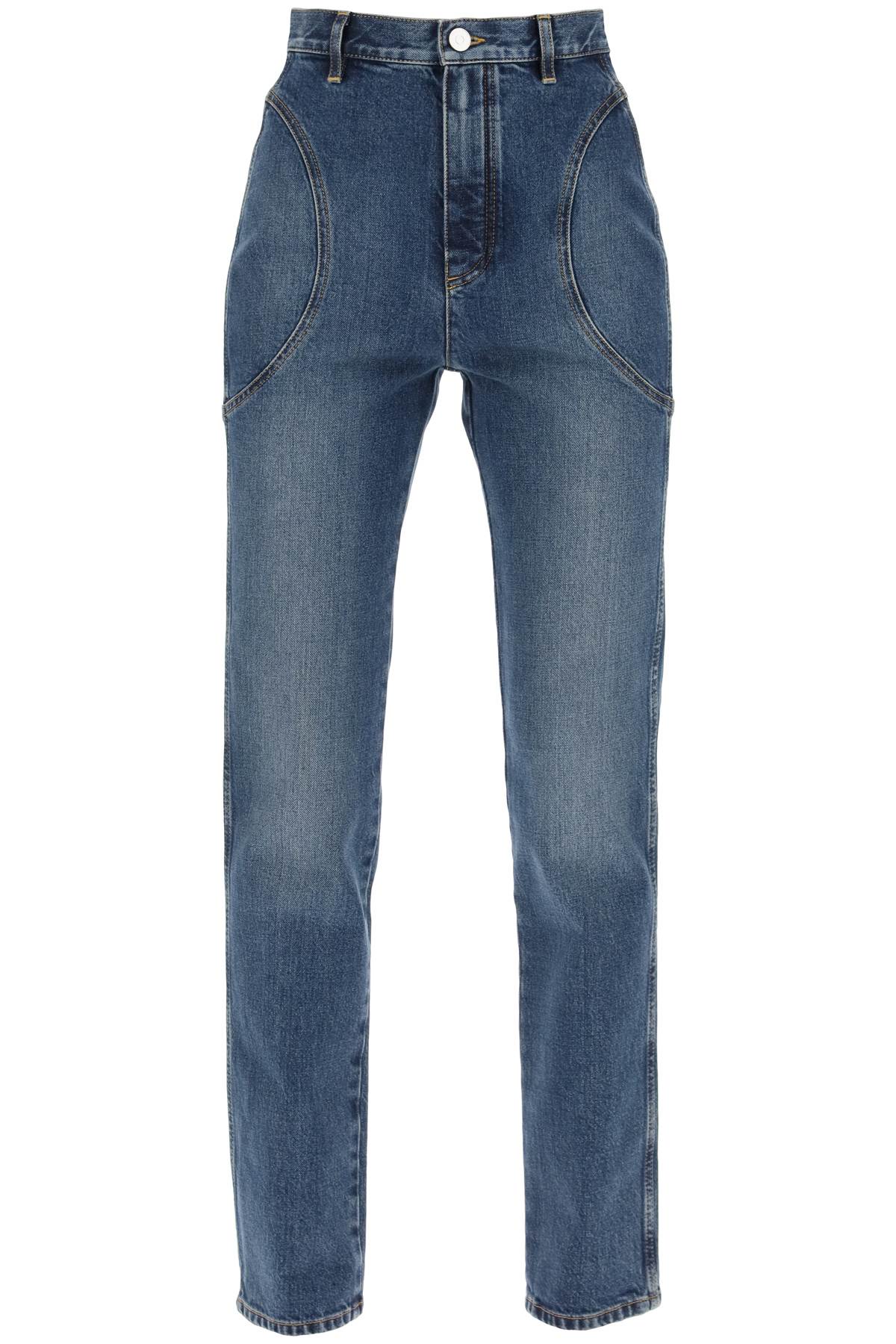 High-waisted Slim Fit Jeans  - Blue