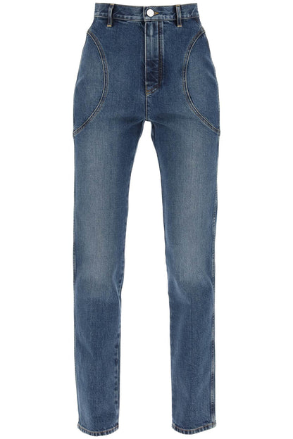 High-waisted Slim Fit Jeans  - Blue