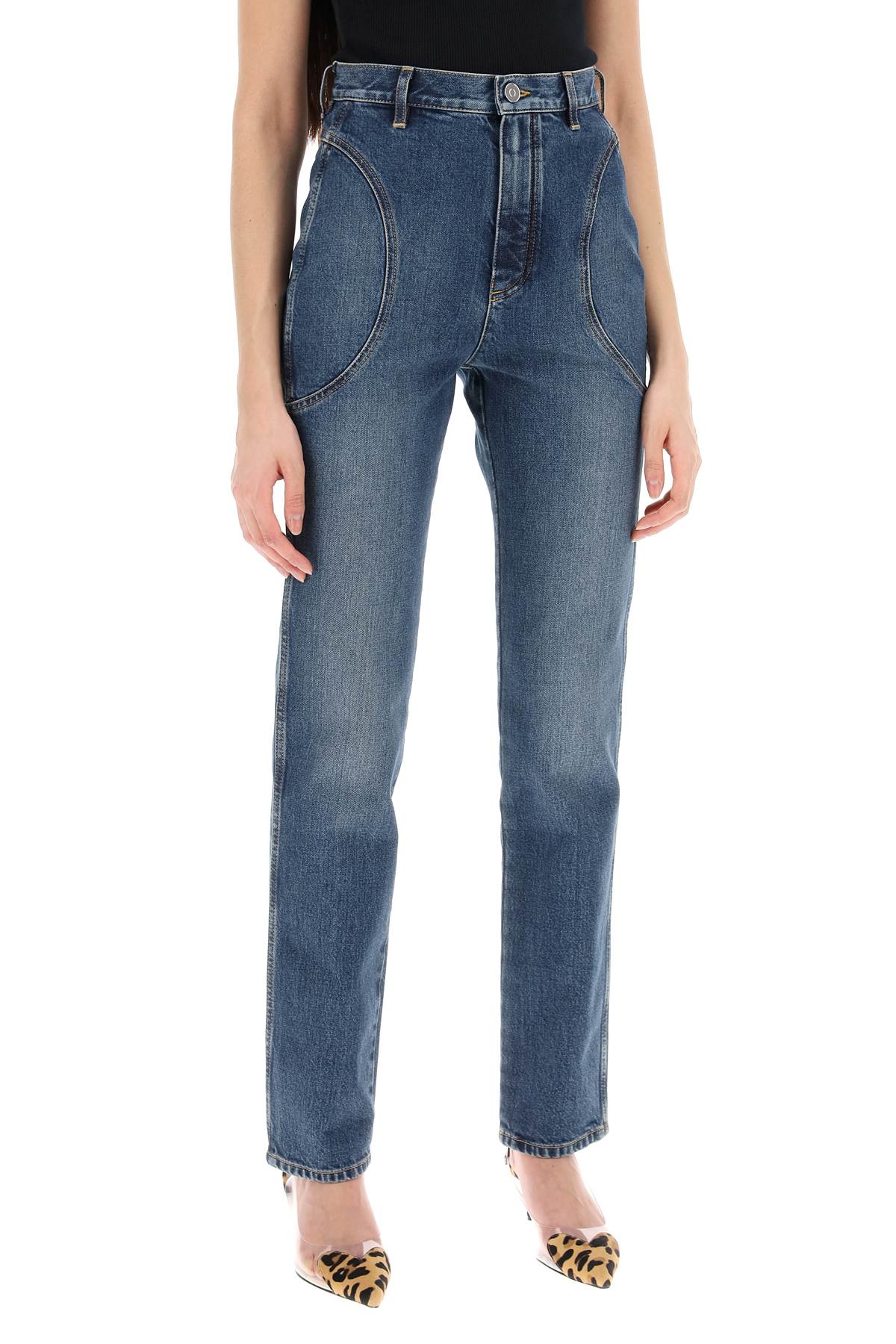 High-waisted Slim Fit Jeans  - Blue