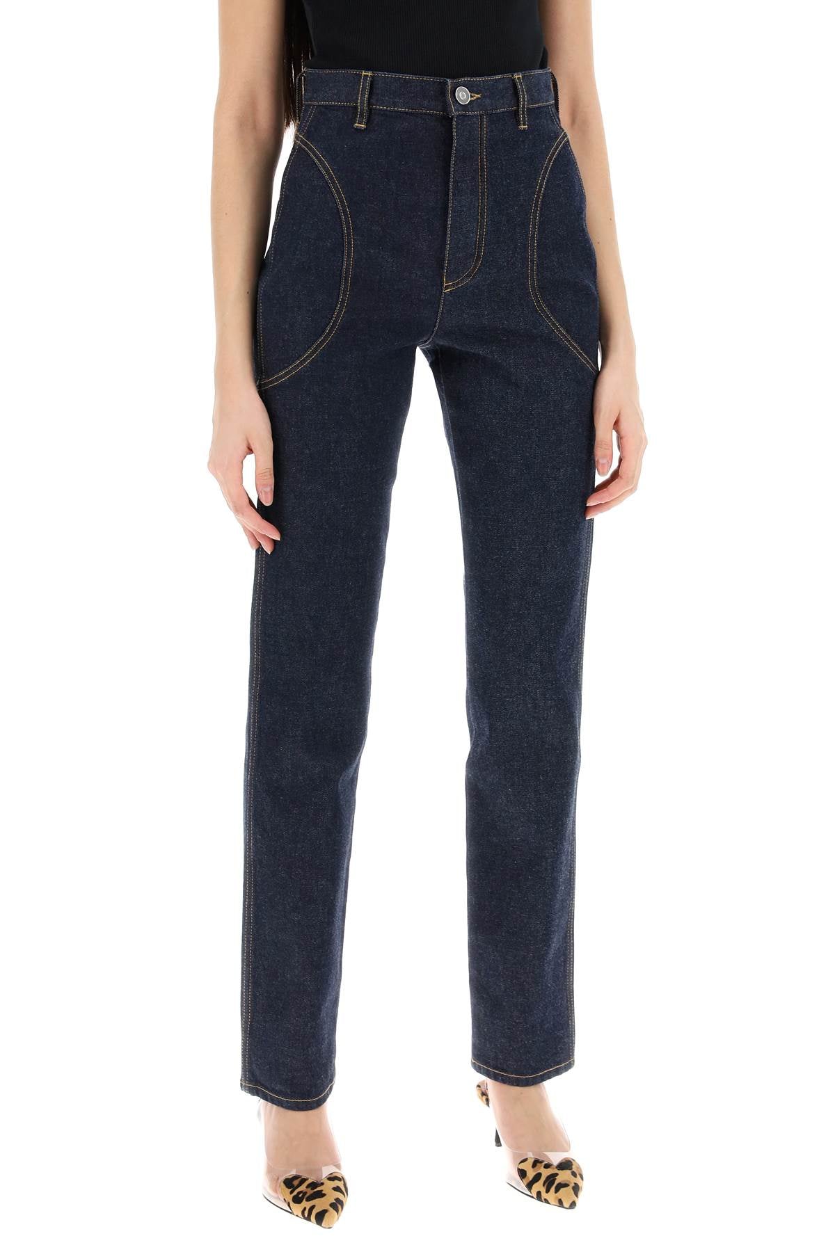 High-waisted Slim Fit Jeans  - Blue