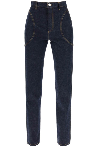 High-waisted Slim Fit Jeans  - Blue