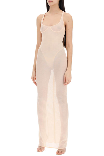 Transparent Dress With Integrated Bodysuit  - Pink