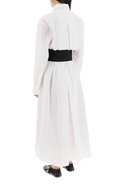 Poplin Chemisier With Belt  - White