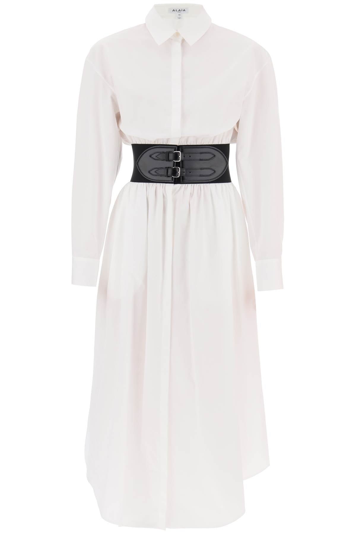 Poplin Chemisier With Belt  - White