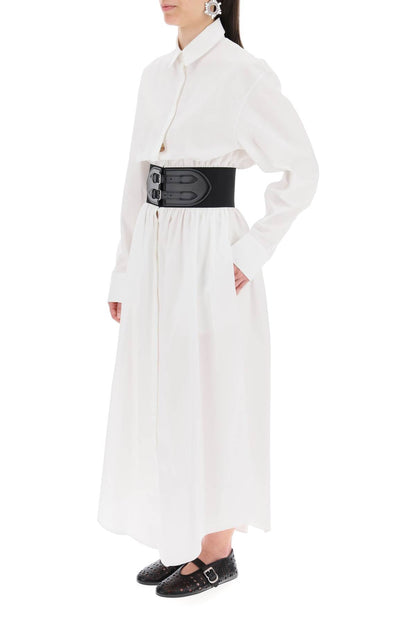 Poplin Chemisier With Belt  - White