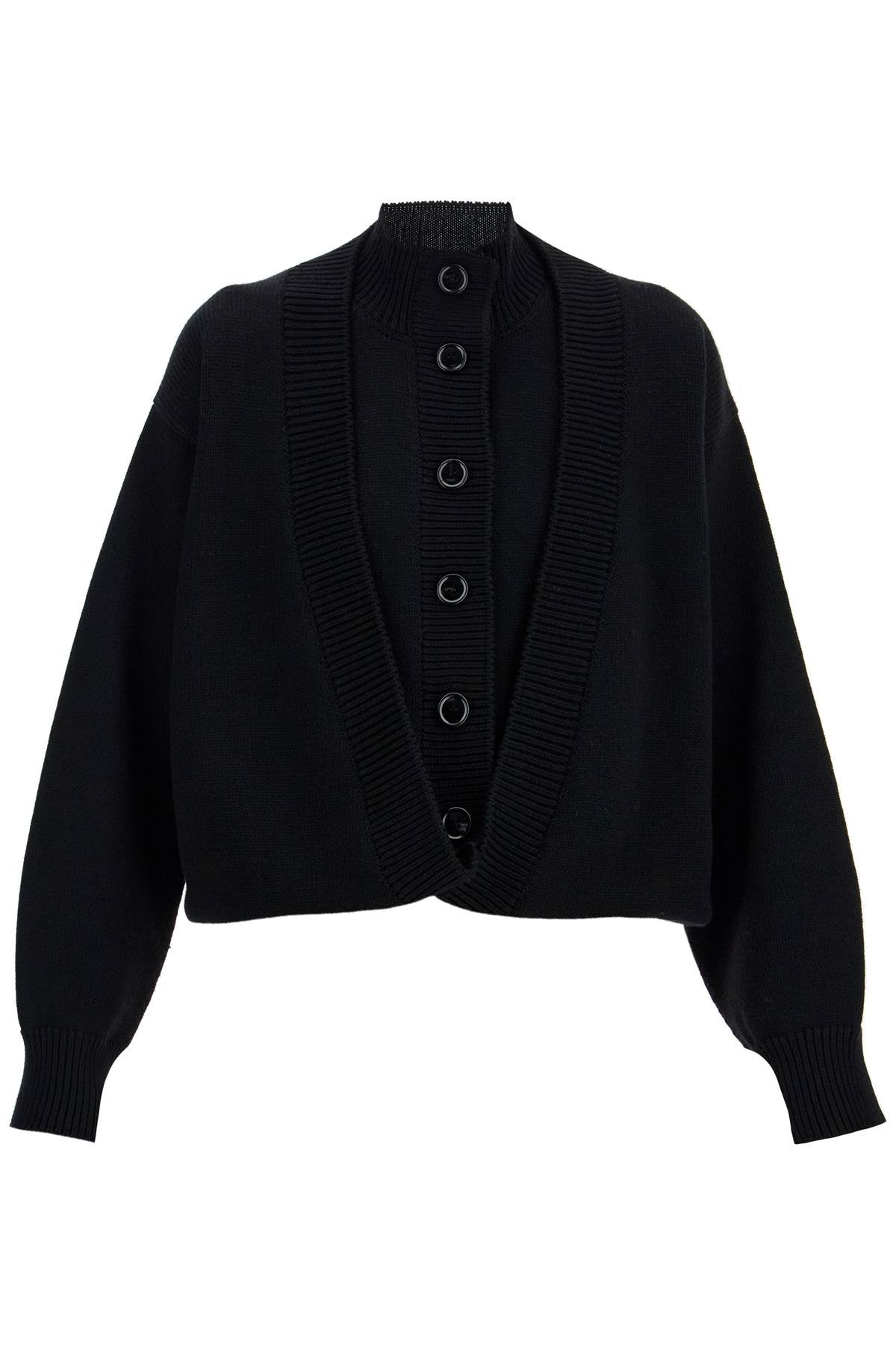 Folded Cardigan  - Black