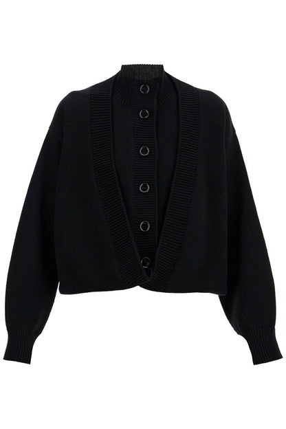 Folded Cardigan  - Black