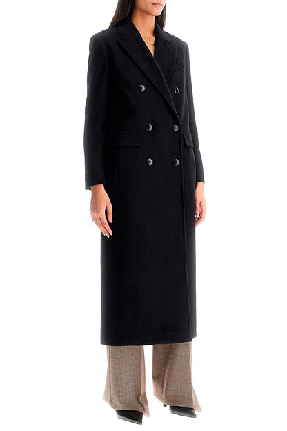 Long Double-breasted Coat For  - Black