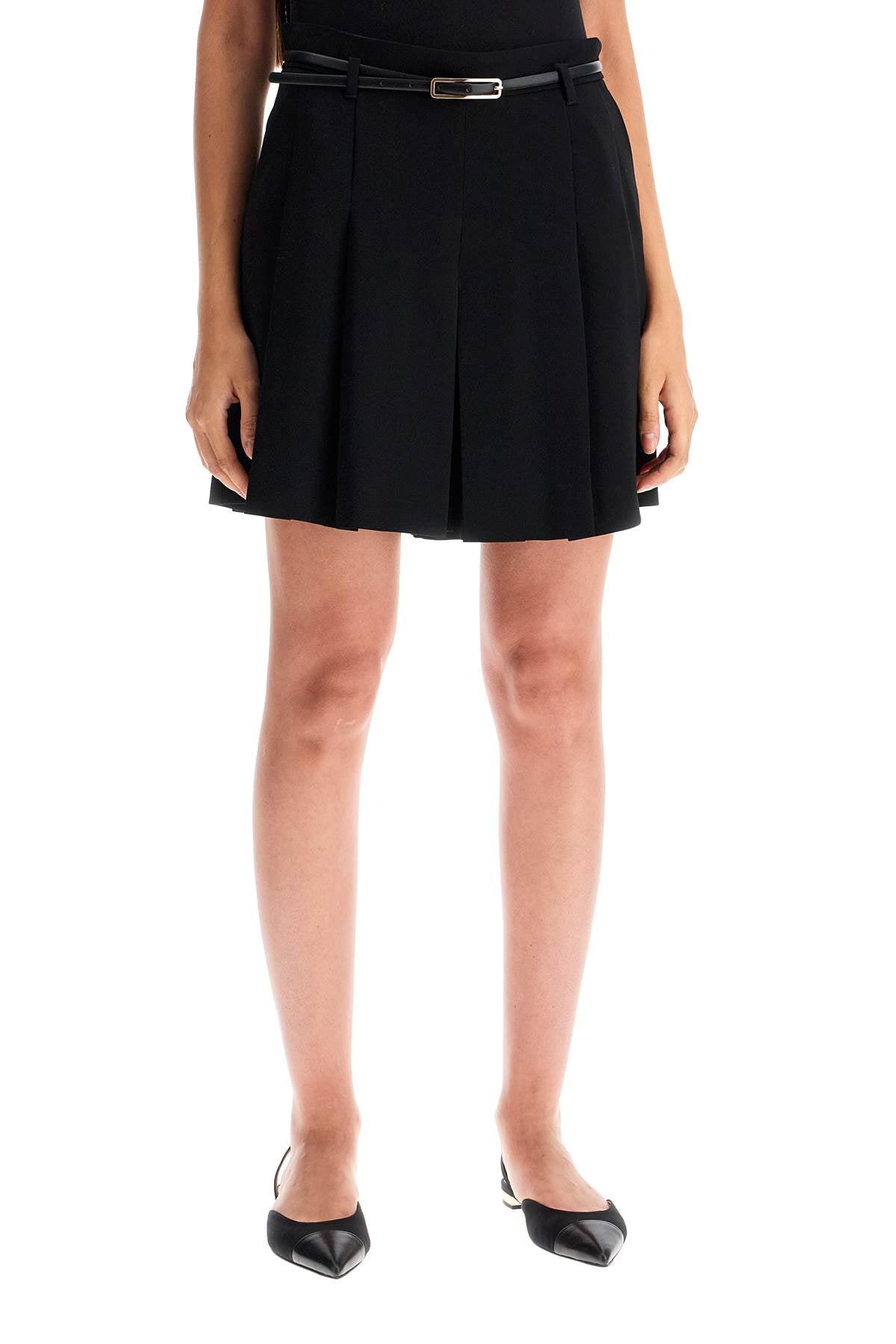 Pleated Mini Skirt With  - Nero