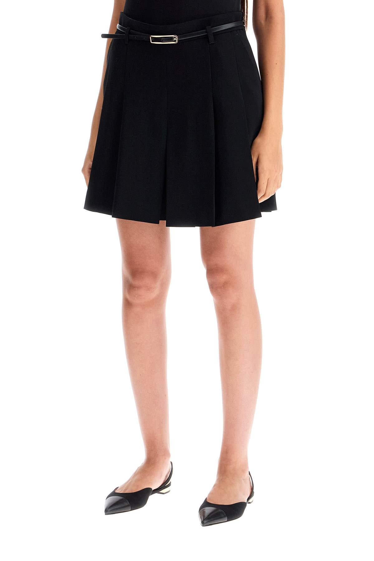 Pleated Mini Skirt With  - Nero