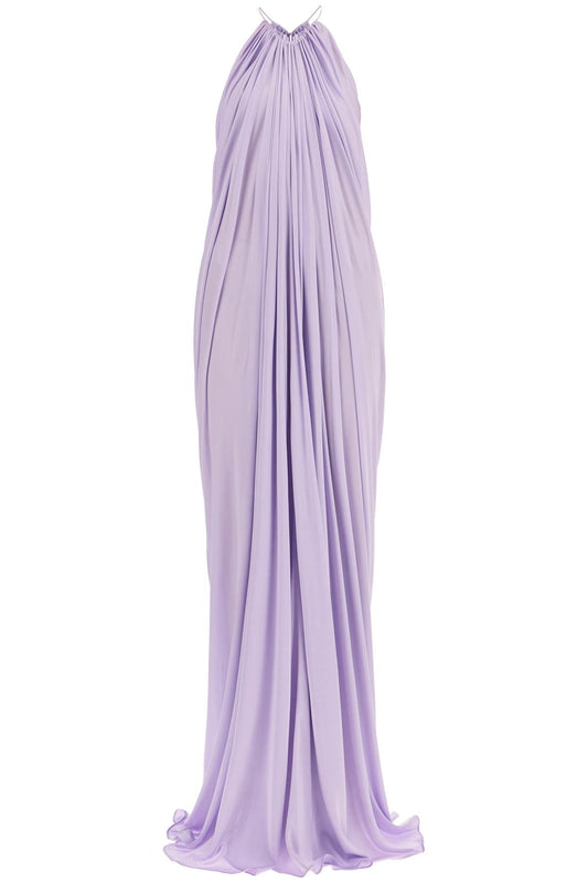 Long Shiny Jersey Dress  - Purple