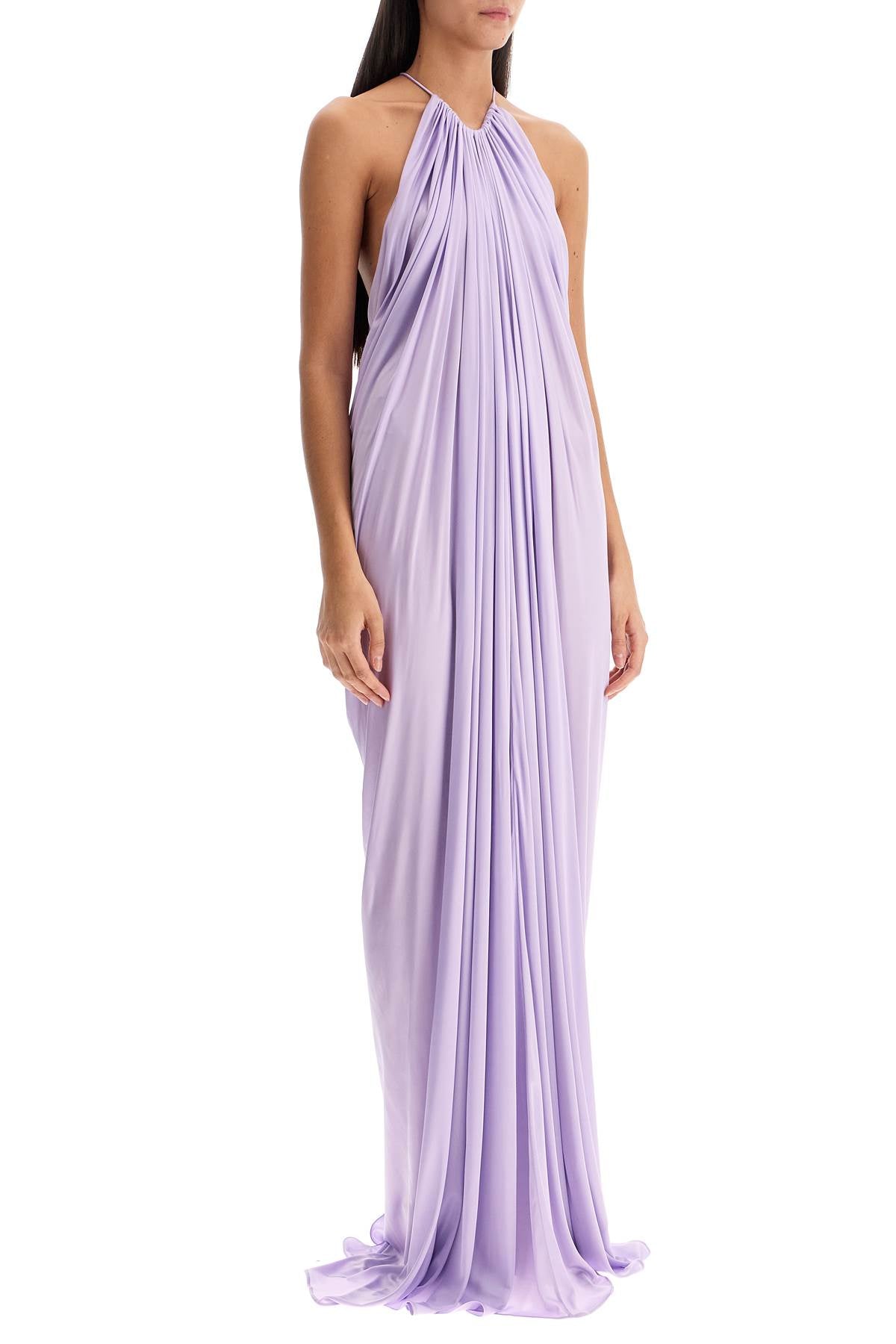 Long Shiny Jersey Dress  - Purple