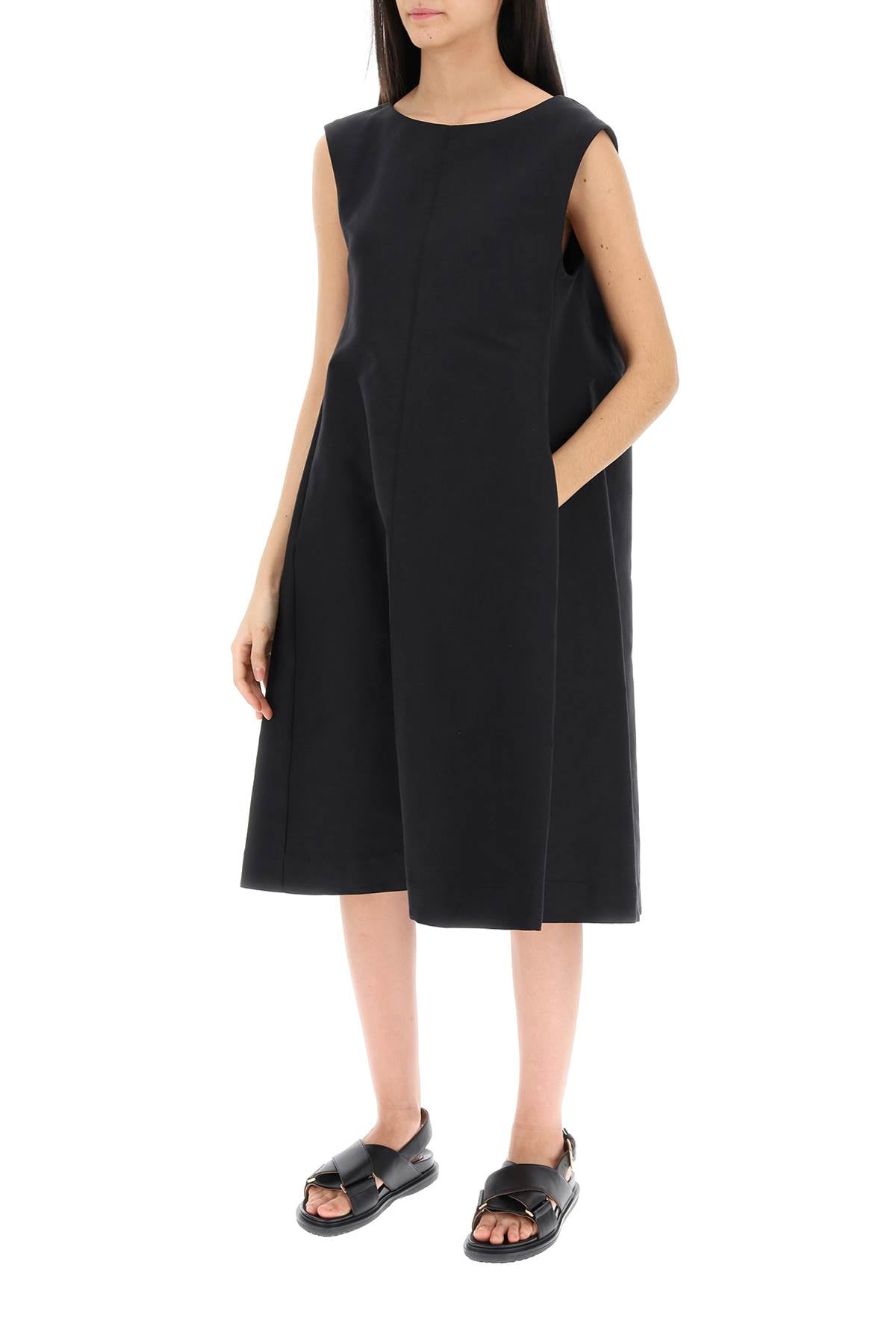 Flared Dress In Cotton Cady  - Black