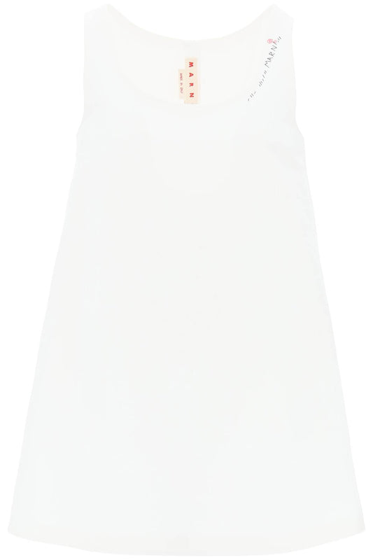 Flared Dress With Hand-embroidered  - White