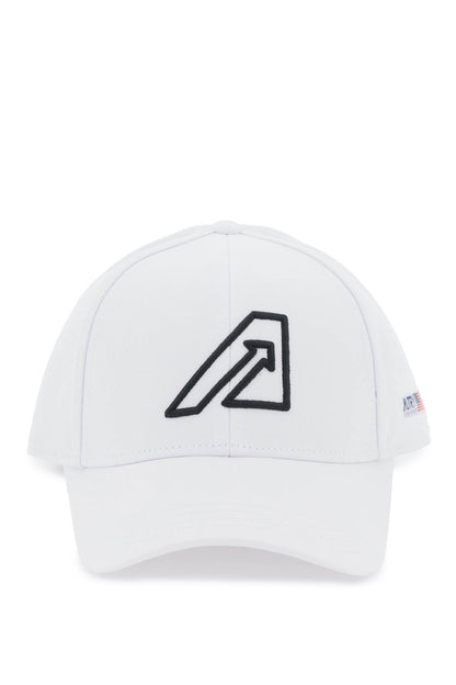 Baseball Cap With Embroidered Logo  - Bianco