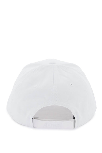 Baseball Cap With Embroidered Logo  - Bianco