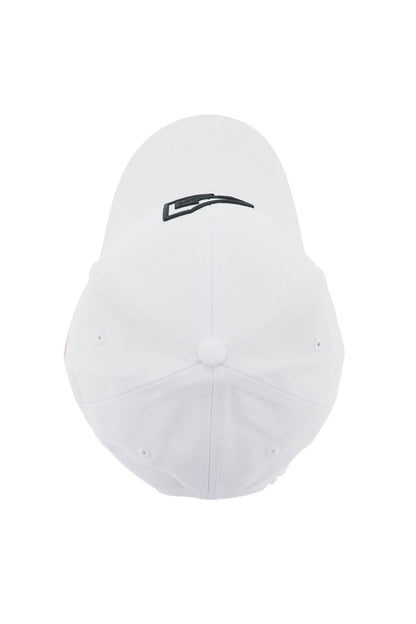 Baseball Cap With Embroidered Logo  - Bianco